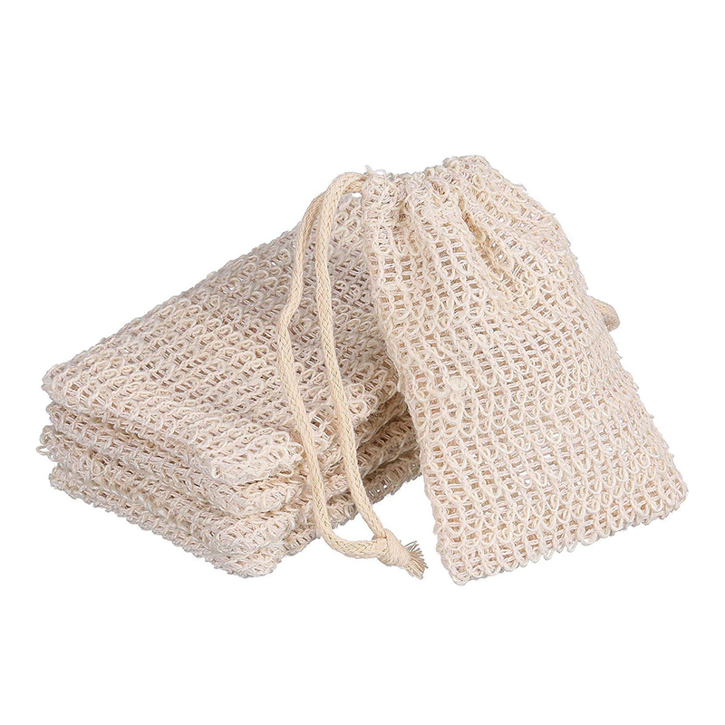 BBTO 5 Pieces Soap Saver Bag Natural Sisal Exfoliating Soap Pouch for Foaming and Drying The Soap Bars Shower Soap Bag