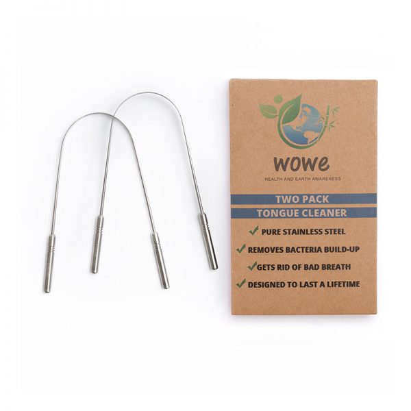 Wowe Natural Stainless Steel Metal Tongue Cleaner Scraper